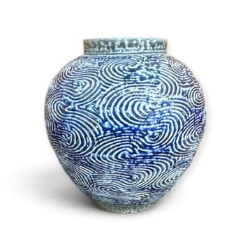 Tetsuhiko Ishijima – Mashiko-yaki vaas met, Antiek en Kunst
