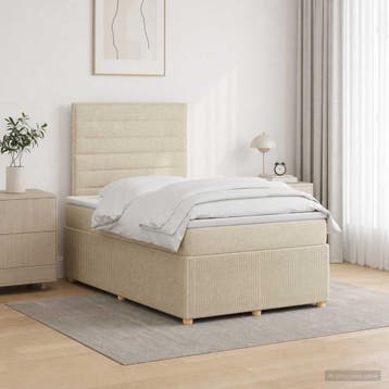 vidaXL Boxspringbed met matras Crèmekleurig 120 x 200 cm, Verzenden, Nieuw, Twijfelaar, Crème