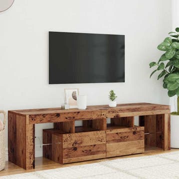 vidaXL Tv-meubel met LED 140x36,5x40 cm bewerkt hout oud, Huis en Inrichting, Kasten | Televisiemeubels, Verzenden, Nieuw, Overige houtsoorten