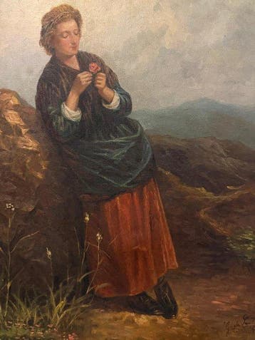 Scuola napoletana (XIX), Reca firma G. De Sanctis - Ritratto, Antiek en Kunst