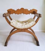 Stoel - Hout - Savonarola-stijl, vintage, Antiek en Kunst