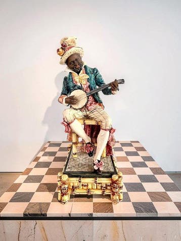 Pietro Calvi (attr.) - Beeld, Joueur de banjo - 38 cm -