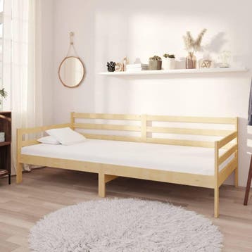 vidaXL Slaapbank met matras massief grenenhout 90x200 cm, 90 cm, Eenpersoons, Verzenden, Wit