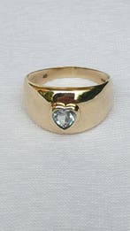 Zonder minimumprijs - Ring - 8 karaat Geel goud Aquamarijn, Sieraden, Tassen en Uiterlijk, Ringen, Nieuw