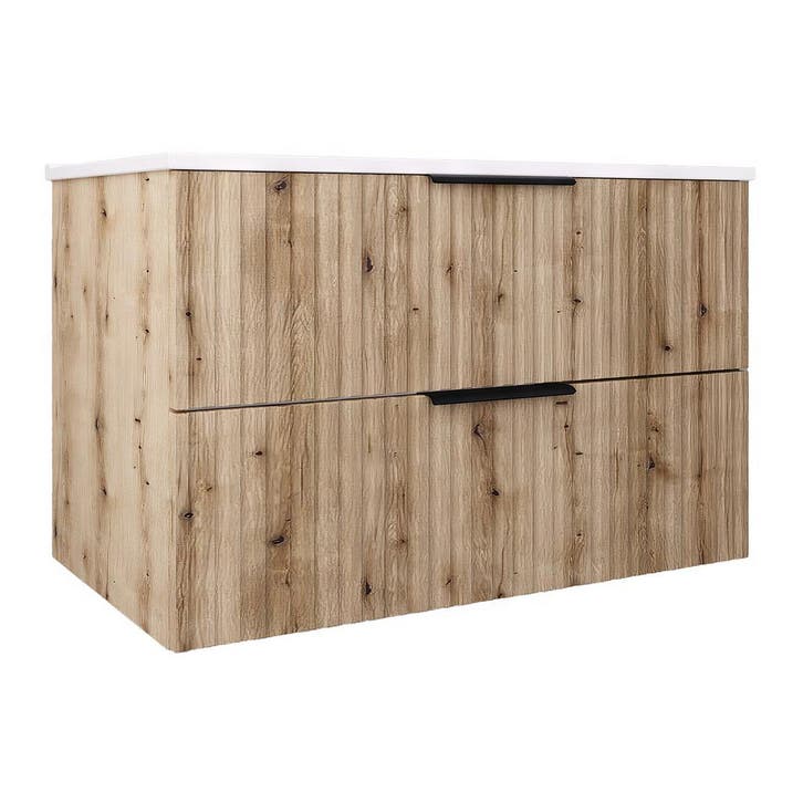 Wastafelonderkast met wastafel Veppenssan 81x47x52 cm eikenk, Huis en Inrichting, Badkamer | Badkamermeubels, Verzenden