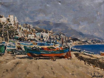 Escuela Impresionista Europea (XX) - Barcas de Barcelona