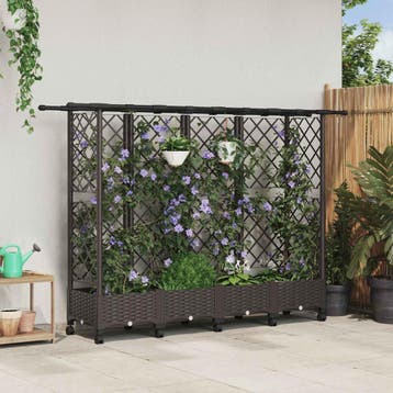 vidaXL Verhoogd Bed met Trellis en Dak Bruin 202,5 x 40 x, Verzenden, Nieuw, Minder dan 60 cm, 60 cm of meer