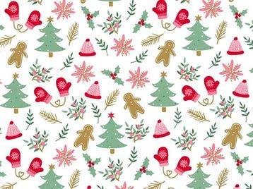 Inpakpapier Kerst Kerstbomen Groen Wanten Rood - Breedte 70, Ophalen of Verzenden, Nieuw, Overige typen