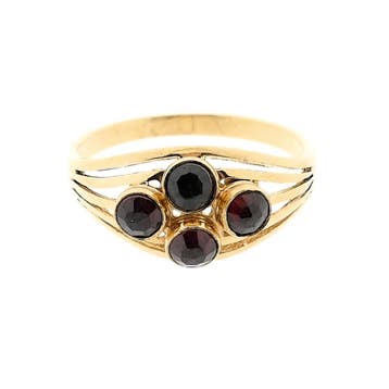 Vintage gouden ring met granaat, Sieraden, Tassen en Uiterlijk, Ringen, Gebruikt, Ophalen of Verzenden, 17 tot 18, Met edelsteen