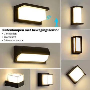 Buitenlamp met Sensor – LED Verlichting Zwart Nieuw in doos, Verzenden, Nieuw