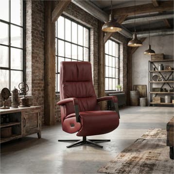 Leren elektrisch relaxfauteuil Core - Massif Rubino, Bohemian, Industrieel, Modern, Scandinavisch, Nieuw, Ophalen of Verzenden
