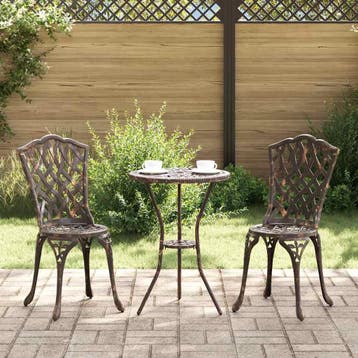 vidaXL Tuin Bistro Set 3 st Brons Aluminium, Tuin en Terras, Verzenden, Nieuw, Aluminium, 3 zitplaatsen