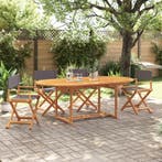 vidaXL Tuinstoelen 4 st inklapbaar stof donkergrijs, Verzenden, Nieuw, Hout