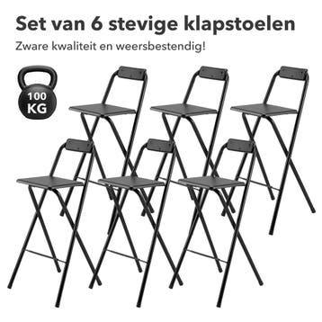 Bardi 6 Delige Inklapbare Barkrukken Set ZWART - 100KG, Huis en Inrichting, Ophalen of Verzenden, Nieuw, Metaal, Met voetsteun