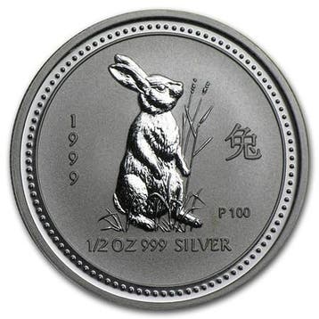 Lunar I - Year of the Rabbit - 1/2 oz 1999 (16.913 oplage), Verzenden, Losse munt, Zilver