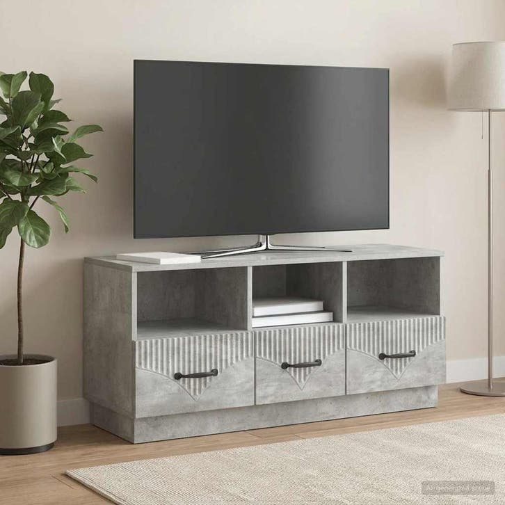 vidaXL TV-kast met lade Betongrijs 102 x 34,5 x 47 cm, Huis en Inrichting, Kasten | Televisiemeubels, Nieuw, Minder dan 50 cm