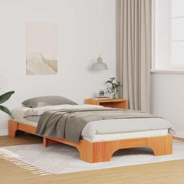 vidaXL Bedframe Bruin 80 x 210 cm Massief grenenhout, Huis en Inrichting, Slaapkamer | Bedden, Verzenden, Nieuw, Bruin, Hout
