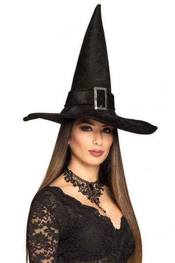 Hoge Heksenhoed Zwart Heks Hoed Fluweel Halloween Band Gesp, Kleding | Dames, Carnavalskleding en Feestkleding, Ophalen of Verzenden