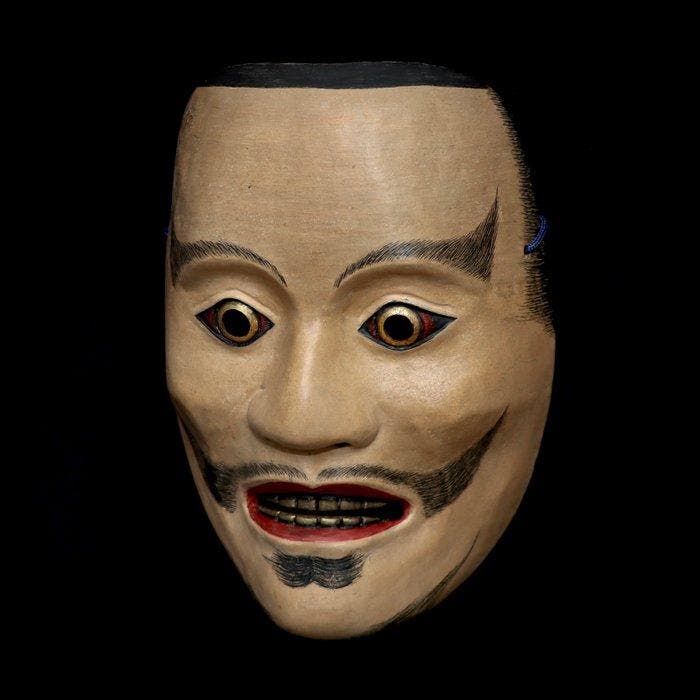 Japanese Wooden Noh mask of Ayakashi   (with mask bag), Antiek en Kunst, Antiek | Overige Antiek