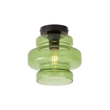 Retro plafondlamp zwart met groen glas - Denise, Verzenden, Nieuw