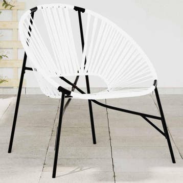 vidaXL Tuinstoel Egg poly rattan zwart wit, Verzenden, Nieuw