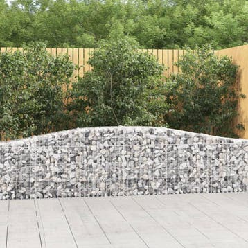 vidaXL Schanskorf gewelfd 400x30x60/80 cm gegalvaniseerd, Tuin en Terras, Bloembakken en Plantenbakken, 100 cm of meer, Verzenden