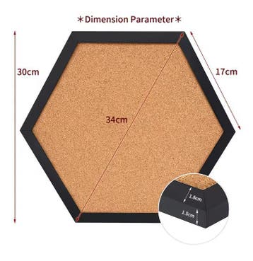 Hexagon Kurk Prikbord met Houten Frame – Memobord Wanddecora, Verzenden, Nieuw