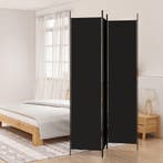 vidaXL Kamerscherm met 3 panelen 150x220 cm stof zwart, Huis en Inrichting, Woonaccessoires | Kamerschermen, Verzenden, Nieuw