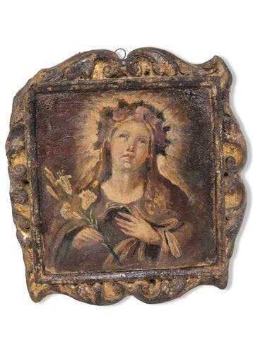 Beschilderde votieve plaat - Sint-Rosalia - 31 x 34 cm -