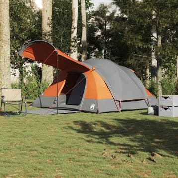 vidaXL Tunneltent 8-persoons waterdicht grijs en oranje, Verzenden, Nieuw, Tot en met 2
