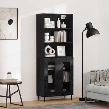 vidaXL buffetkast 2 st Zwart Eiken 69,5 x 32,5 x 180 cm, Minder dan 50 cm, Verzenden, Nieuw, Minder dan 100 cm