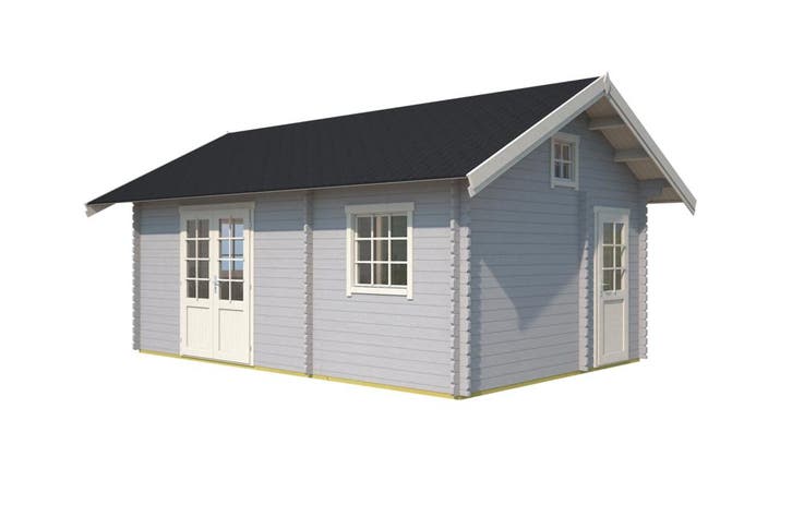Outdoor Life Blokhut Caroline Platinum Grey-Wit 575 x 390 cm, Tuin en Terras, Tuinhuizen