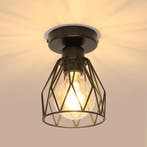 Industriële plafondlamp zwart vintage metaal E27, Verzenden, Nieuw