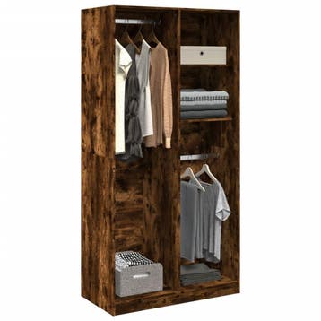 vidaXL Kledingkast 100x50x200 cm bewerkt hout gerookt, Verzenden, Nieuw