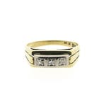 Gouden bicolor ring met diamant 0,03 ct., 18 tot 19, Gebruikt, Overige kleuren, Ophalen of Verzenden
