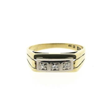Gouden bicolor ring met diamant 0,03 ct., 18 tot 19, Gebruikt, Overige kleuren, Ophalen of Verzenden
