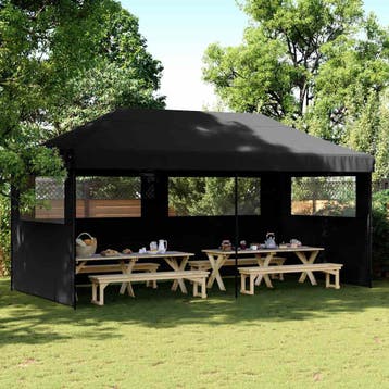 vidaXL Partytent inklapbaar pop-up met 3 zijwanden zwart, Verzenden, Nieuw, Partytent