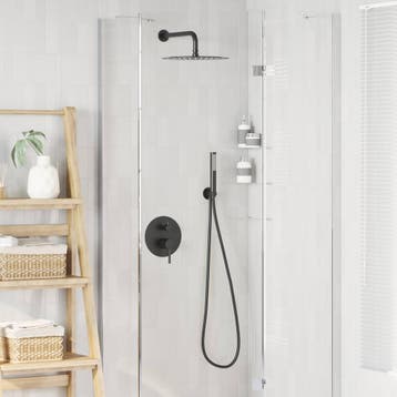 vidaXL Verborgen Douche Systeem (Rond) Zwart RVS 201, Verzenden, Nieuw
