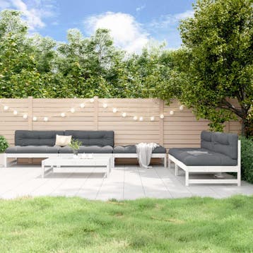 vidaXL 6-delige Loungeset massief grenenhout wit, Verzenden, Nieuw, 6 zitplaatsen, Loungeset