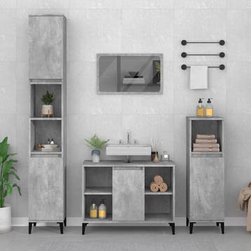 vidaXL Wastafelkast 80x33x60 cm bewerkt hout betongrijs, Verzenden, Nieuw