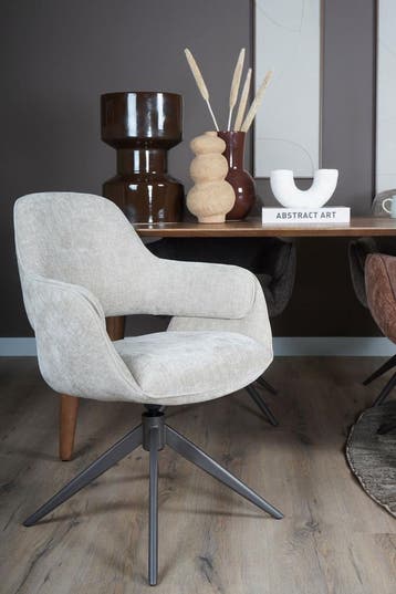Home67 Jill Draaistoel Beige 120 | Eetkamerstoel, Overige kleuren, Verzenden, Nieuw, Stof