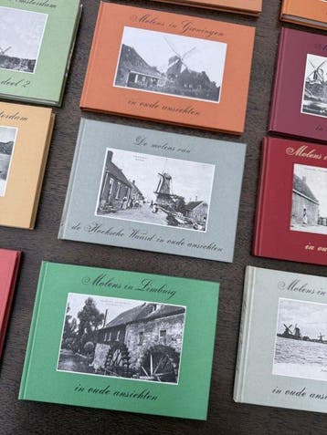Nederland - Watermolen, Windmolen - Ansichtkaart album (13), Gelopen