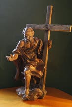 Beeld, San Filippo Apostolo con drago - 48 cm - Aardewerk,