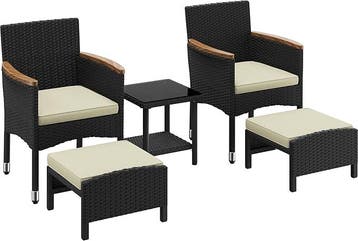 2dekans | Yaheetech Loungeset - 5-delig - 2 Stoelen/2, Ophalen of Verzenden, Zo goed als nieuw