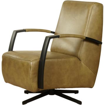 Leren draaifauteuil Mood - Granada Olive (olijf) - Stervoet, Nieuw, Ophalen of Verzenden, 50 tot 75 cm, Industrieel, Modern
