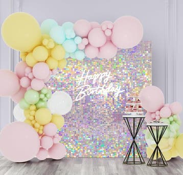 Paillettenwand 24st Zilver-Rainbow | Retourdeal 48% Korting, Ophalen of Verzenden, Nieuw, Versiering, Verjaardag