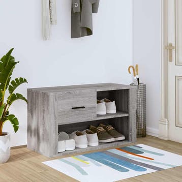 vidaXL Schoenenkast 80x35x45 cm bewerkt hout grijs sonoma, Verzenden, Nieuw