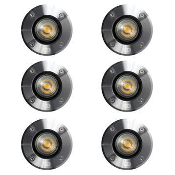 Grondspot LED Ø11 Rond RVS Set (6-stuks) Tuinverlichting, Tuin en Terras, Verzenden, Nieuw
