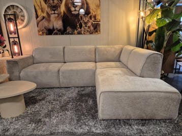 Hoekbank Billund 2,5-zits met ottomaan – stof Movie, Huis en Inrichting, Ophalen of Verzenden, Nieuw, Hout, Trendy en modern