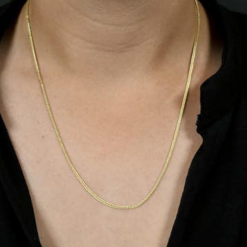 Gouden vierkante vossenstaart schakelketting, Ophalen of Verzenden, Gebruikt, Goud, Goud